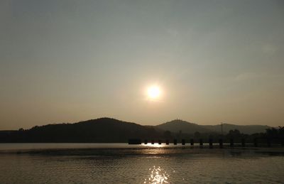 Scenic view of mountains at sunset