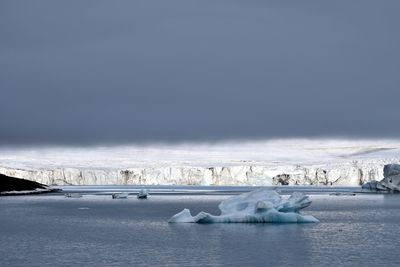 Scenic view of frozen sea against sky