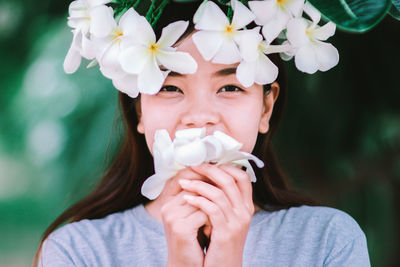 Woman with flowers in hair