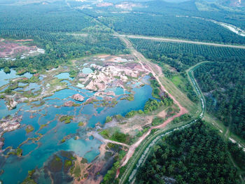 High angle view of land