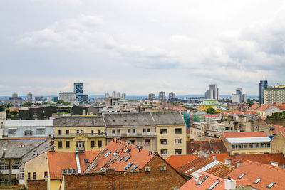 High angle view of townscape against sky