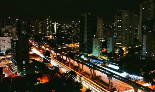 Illuminated cityscape at night