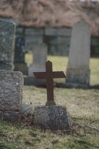 Tombstones in cemetery