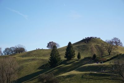 Scenic view of land against clear blue sky