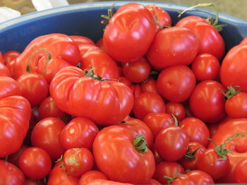 High angle view of tomatoes for sale at market