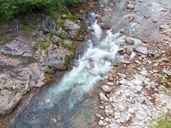 Stream flowing through rocks in forest