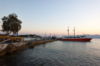 View of marina at sunset