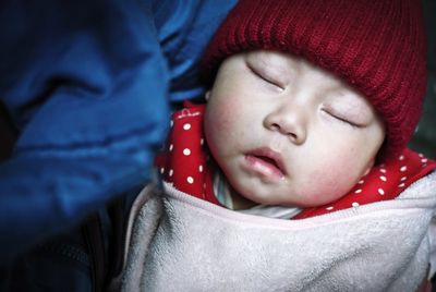 Close-up of cute baby sleeping