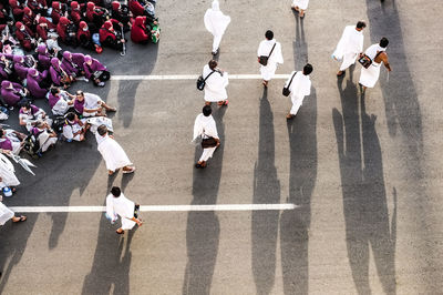 High angle view of crowd on street