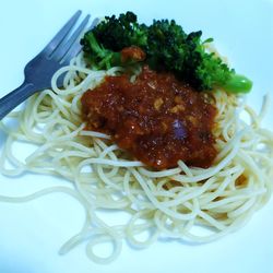 High angle view of meal served in plate