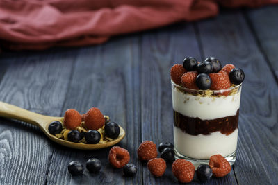 Close-up of dessert on table