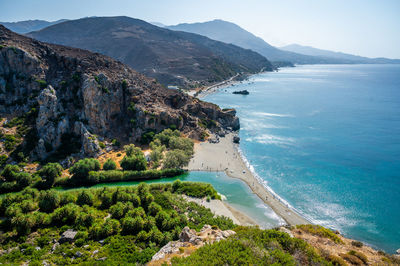 High angle view of sea against sky