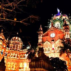 Low angle view of temple at night