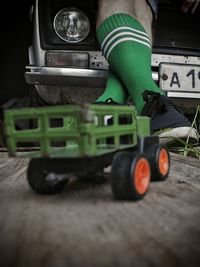 Close-up of toy car