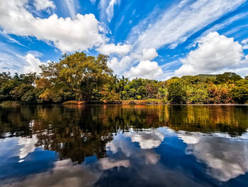 Scenic view of lake against sky