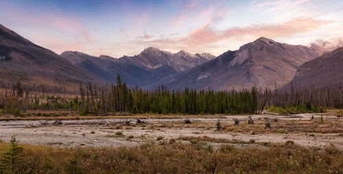 Scenic view of landscape against sky during sunset