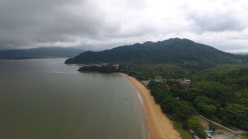 Scenic view of sea against cloudy sky