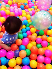 High angle view of colorful candies