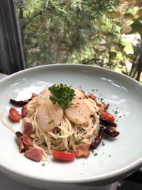 High angle view of meal served in plate