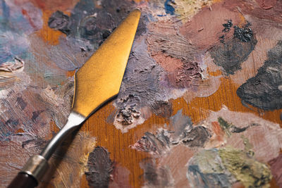 High angle view of pencil on table