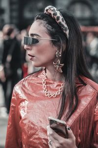 Close-up of woman looking at camera