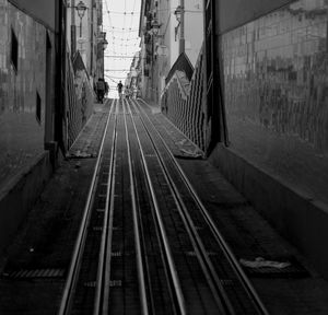 Railroad tracks in city