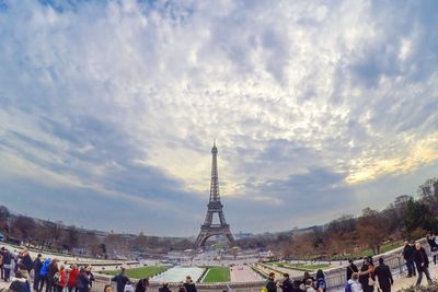 People at town square against sky