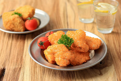 High angle view of food in bowl on table