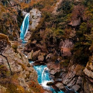 Water flowing through rocks