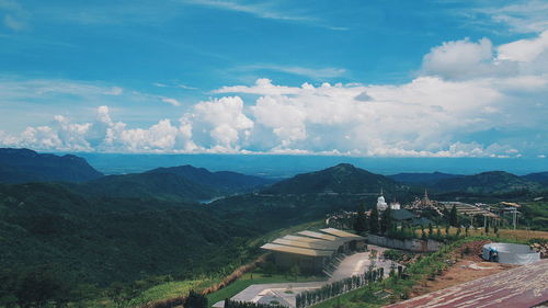 High angle view of city against sky