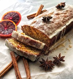 Close-up of dessert in plate on table