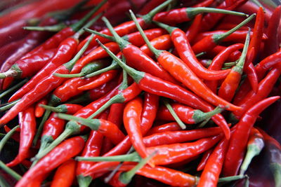 Close-up of red chili peppers for sale in market