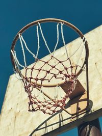 Low angle view of basketball hoop against sky