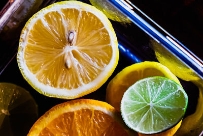 High angle view of oranges on table