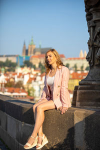 Woman traveling in city