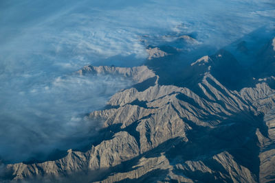 High angle view of volcanic mountain