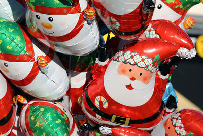 High angle view of multi colored umbrellas for sale in market