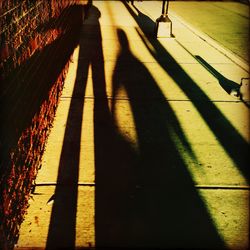 Shadow of people on road