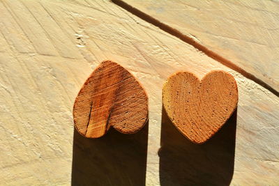 Close-up of heart shape on wood