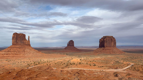 Rock formations on landscape against sky