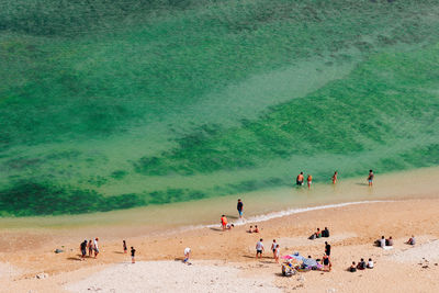 High angle view of people on beach