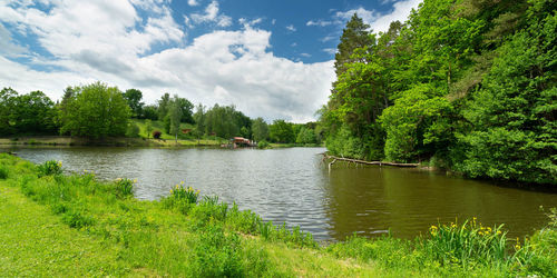 Scenic view of lake against sky