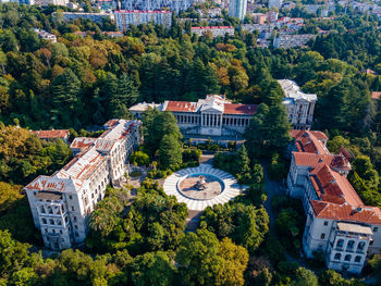 High angle view of buildings in city