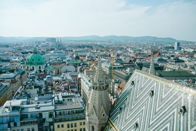 High angle view of buildings in city