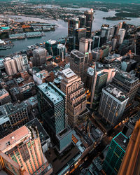 High angle view of buildings in city