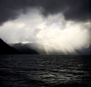 Scenic view of sea against cloudy sky
