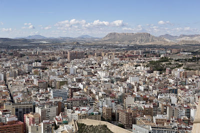 Aerial view of cityscape against sky