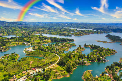 Beautiful landscape of guatape lake