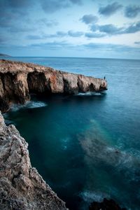 Scenic view of sea and rock formation