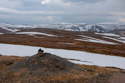 Scenic view of snowcapped mountain against sky